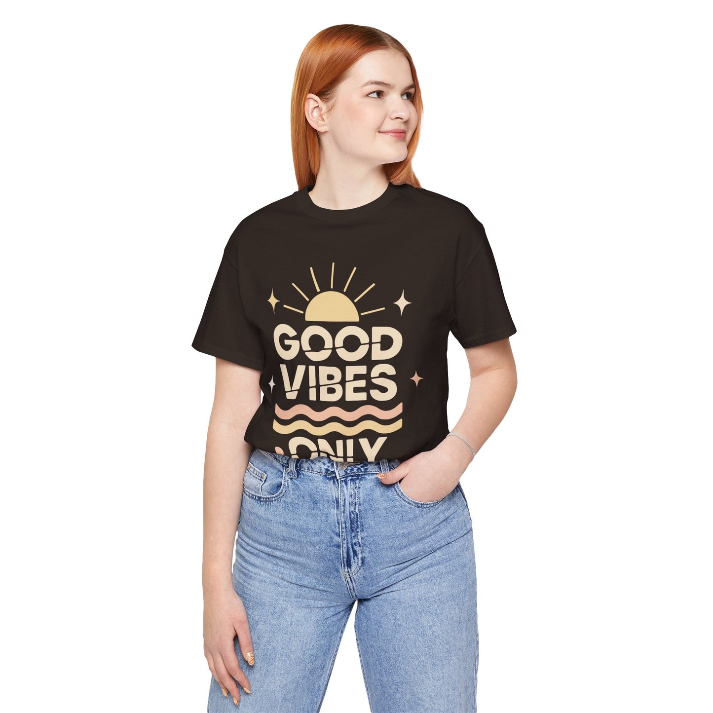 Good Vibes Only | Retro Sun Unisex Jersey Tee, Summer T-Shirt, Casual Wear, Beach Outfit, Positive Vibe Apparel, Gift Idea