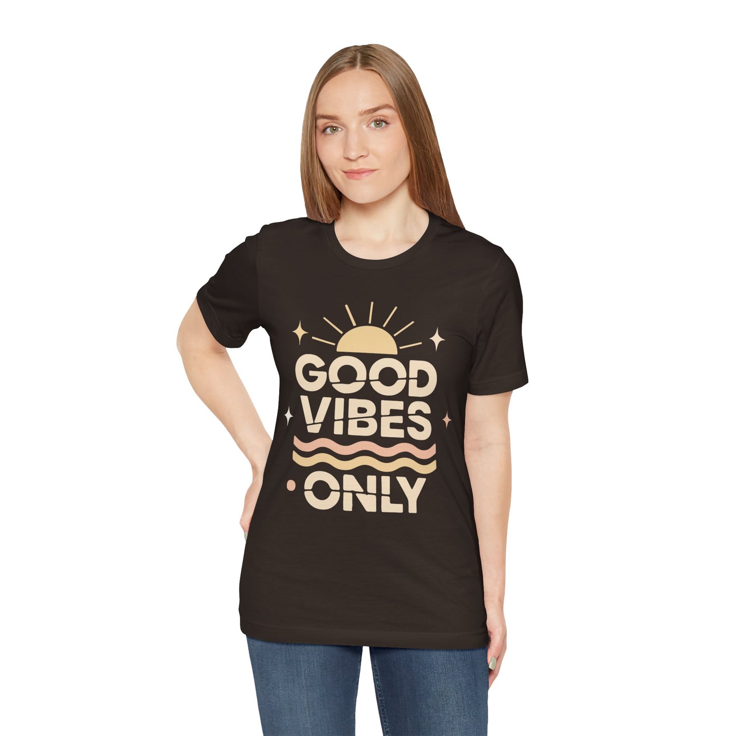 Good Vibes Only | Retro Sun Unisex Jersey Tee, Summer T-Shirt, Casual Wear, Beach Outfit, Positive Vibe Apparel, Gift Idea