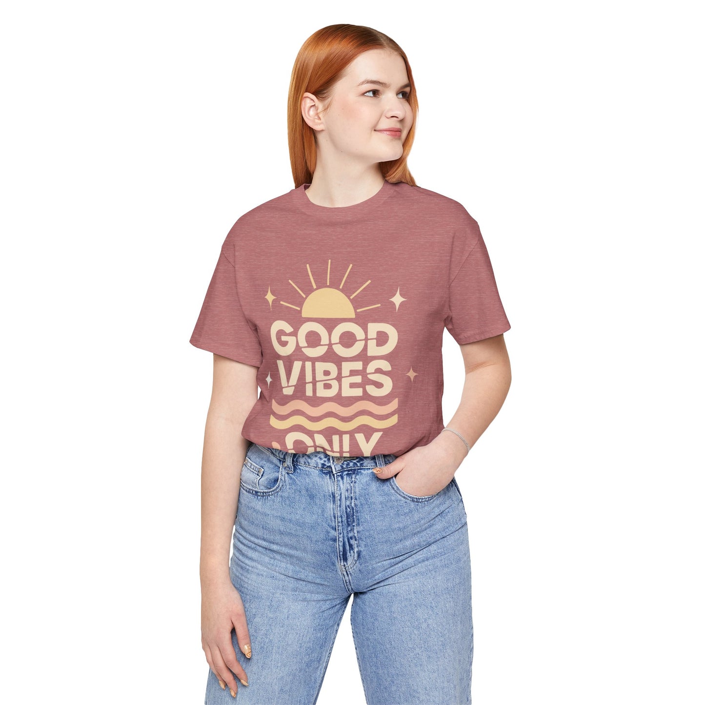 Good Vibes Only | Retro Sun Unisex Jersey Tee, Summer T-Shirt, Casual Wear, Beach Outfit, Positive Vibe Apparel, Gift Idea