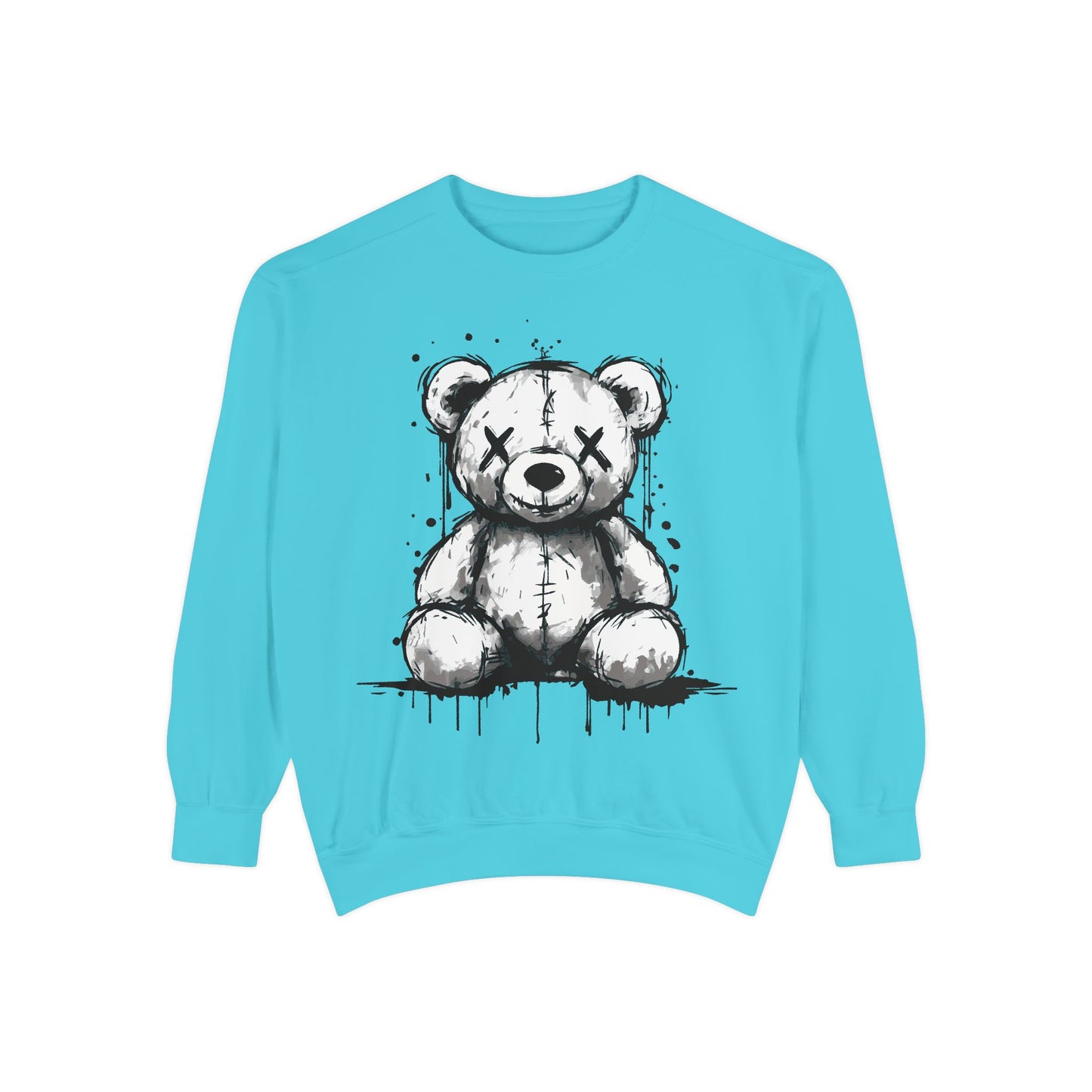 Grunge Sketch Teddy Bear Unisex Sweatshirt – Eerie Streetwear Vibes