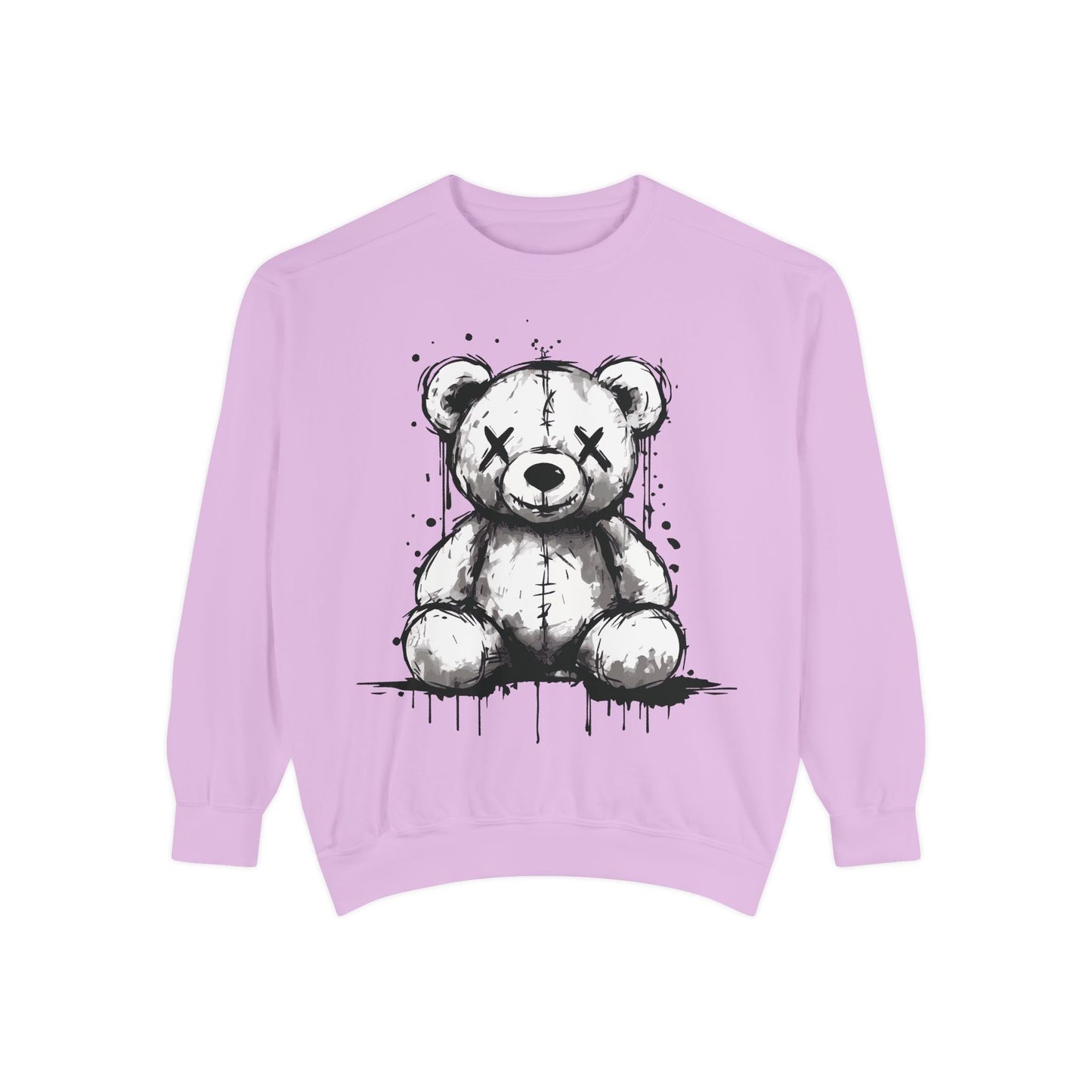 Grunge Sketch Teddy Bear Unisex Sweatshirt – Eerie Streetwear Vibes