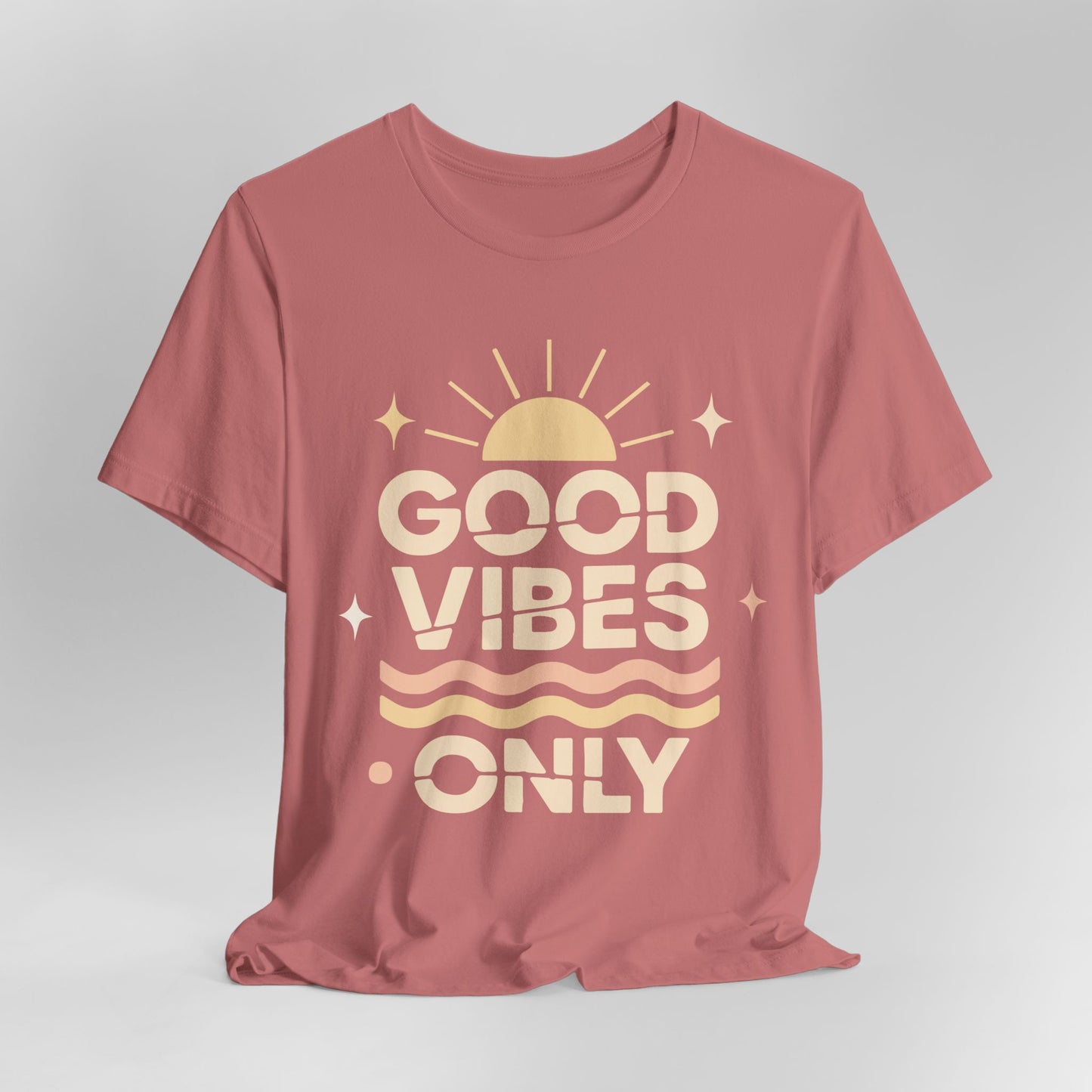 Good Vibes Only | Retro Sun Unisex Jersey Tee, Summer T-Shirt, Casual Wear, Beach Outfit, Positive Vibe Apparel, Gift Idea