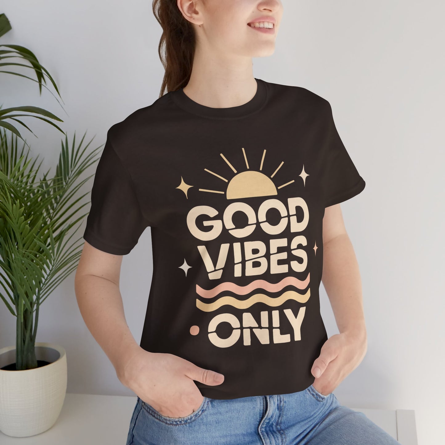 Good Vibes Only | Retro Sun Unisex Jersey Tee, Summer T-Shirt, Casual Wear, Beach Outfit, Positive Vibe Apparel, Gift Idea