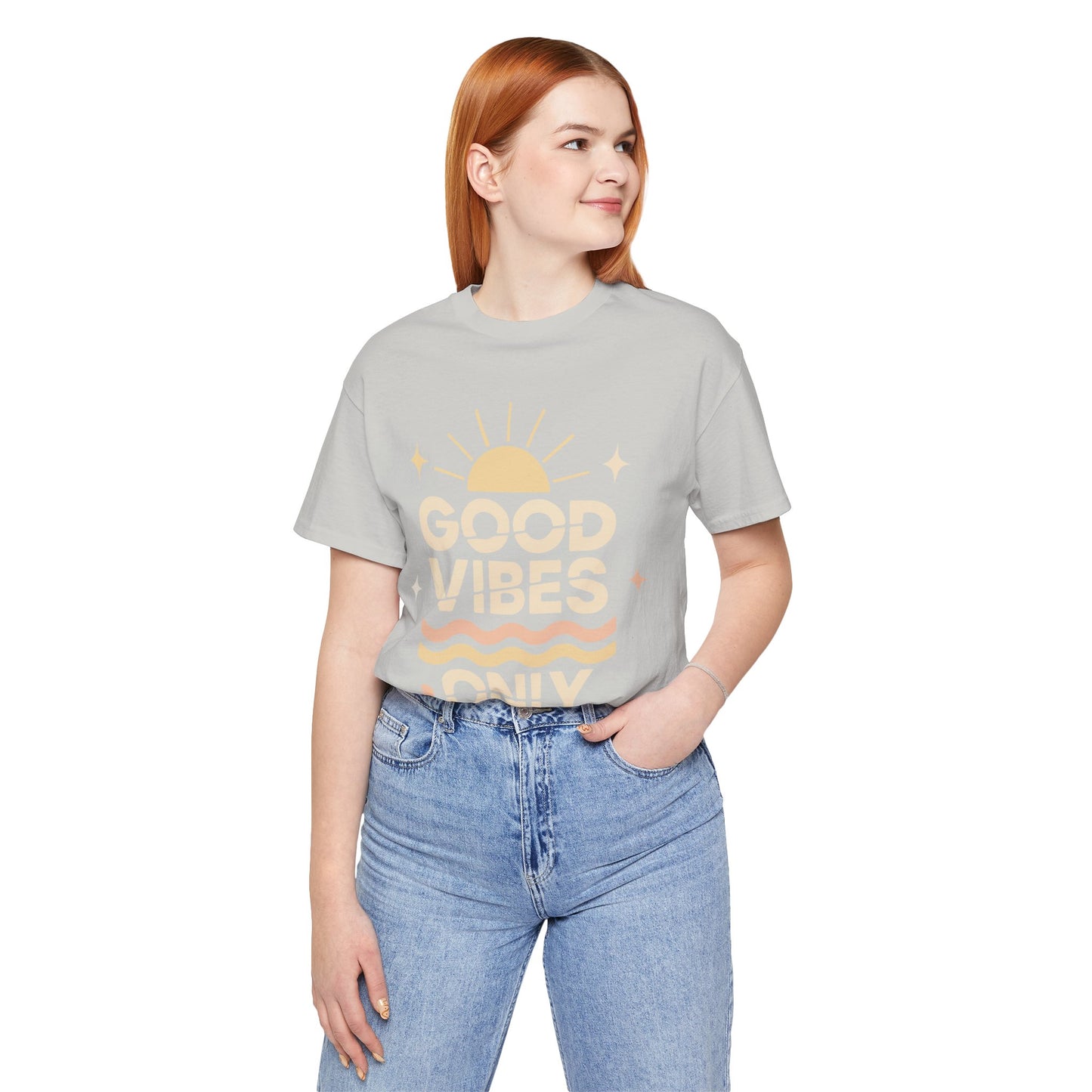 Good Vibes Only | Retro Sun Unisex Jersey Tee, Summer T-Shirt, Casual Wear, Beach Outfit, Positive Vibe Apparel, Gift Idea