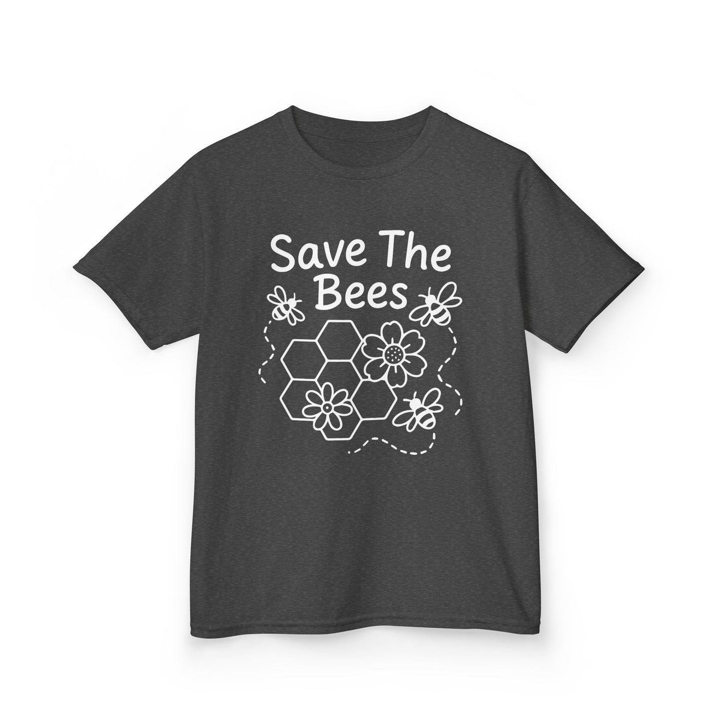 "Save The Bees" Kids Eco Awareness Tee – Unisex Organic Cotton Shirt, Nature Lover Gift, Children’s Environment Tee