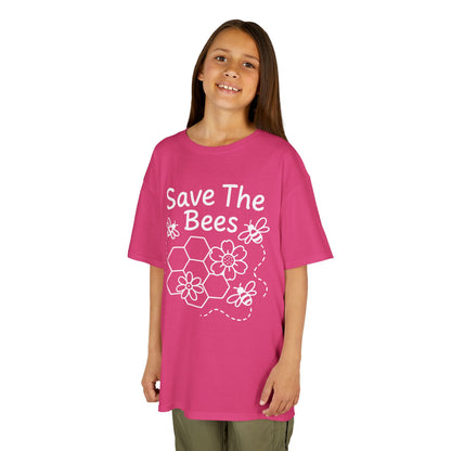 "Save The Bees" Kids Eco Awareness Tee – Unisex Organic Cotton Shirt, Nature Lover Gift, Children’s Environment Tee