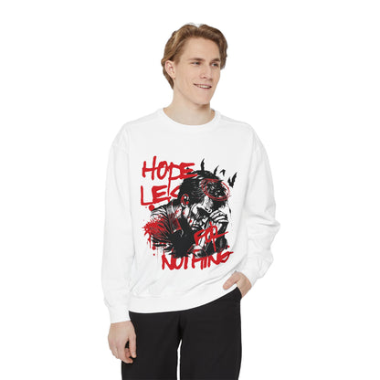 Hopeles For Noting Unisex Garment-Dyed Sweatshirt, Cozy Pullover, Casual Layer, Gift for Him, Street Art Fashion