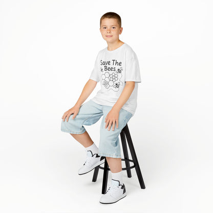 "Save The Bees" Kids Eco Awareness Tee – Unisex Organic Cotton Shirt, Nature Lover Gift, Children’s Environment Tee