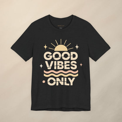 Good Vibes Only | Retro Sun Unisex Jersey Tee, Summer T-Shirt, Casual Wear, Beach Outfit, Positive Vibe Apparel, Gift Idea