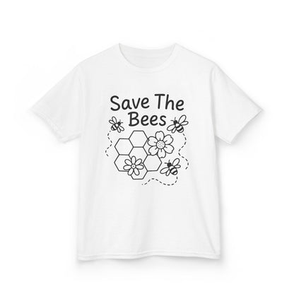 "Save The Bees" Kids Eco Awareness Tee – Unisex Organic Cotton Shirt, Nature Lover Gift, Children’s Environment Tee