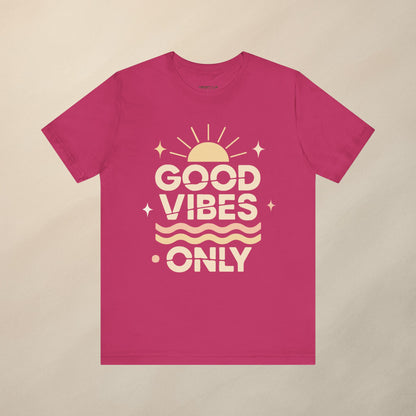 Good Vibes Only | Retro Sun Unisex Jersey Tee, Summer T-Shirt, Casual Wear, Beach Outfit, Positive Vibe Apparel, Gift Idea