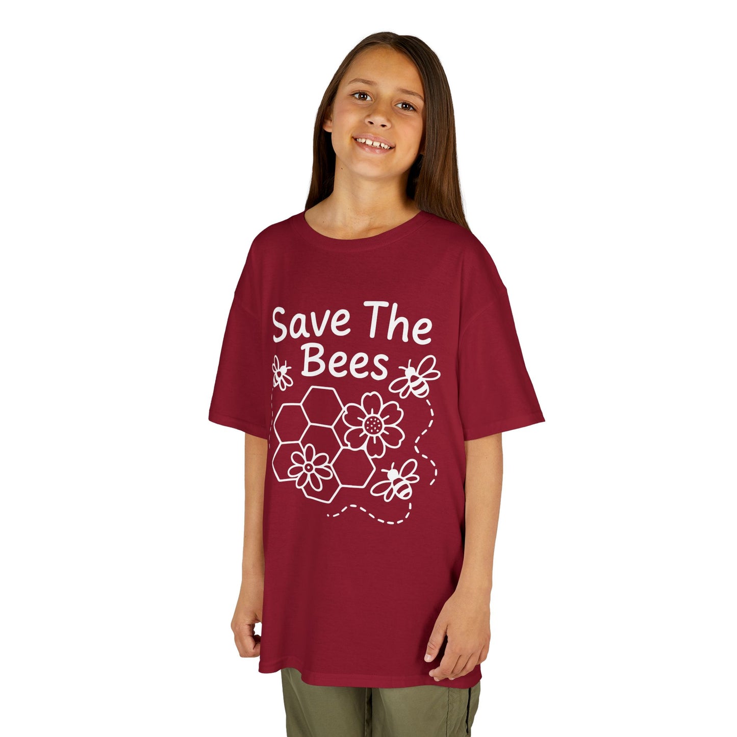 "Save The Bees" Kids Eco Awareness Tee – Unisex Organic Cotton Shirt, Nature Lover Gift, Children’s Environment Tee