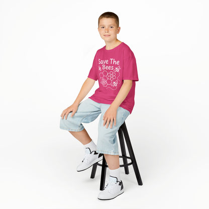 "Save The Bees" Kids Eco Awareness Tee – Unisex Organic Cotton Shirt, Nature Lover Gift, Children’s Environment Tee