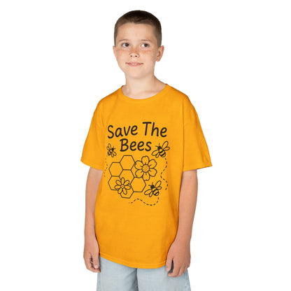 "Save The Bees" Kids Eco Awareness Tee – Unisex Organic Cotton Shirt, Nature Lover Gift, Children’s Environment Tee
