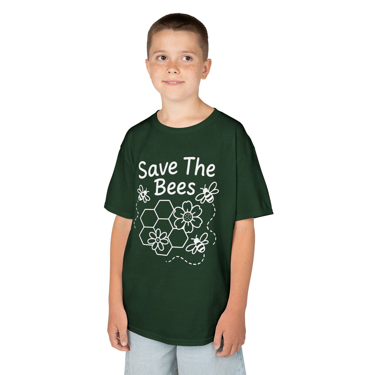 "Save The Bees" Kids Eco Awareness Tee – Unisex Organic Cotton Shirt, Nature Lover Gift, Children’s Environment Tee