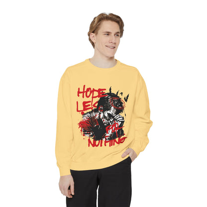 Hopeles For Noting Unisex Garment-Dyed Sweatshirt, Cozy Pullover, Casual Layer, Gift for Him, Street Art Fashion