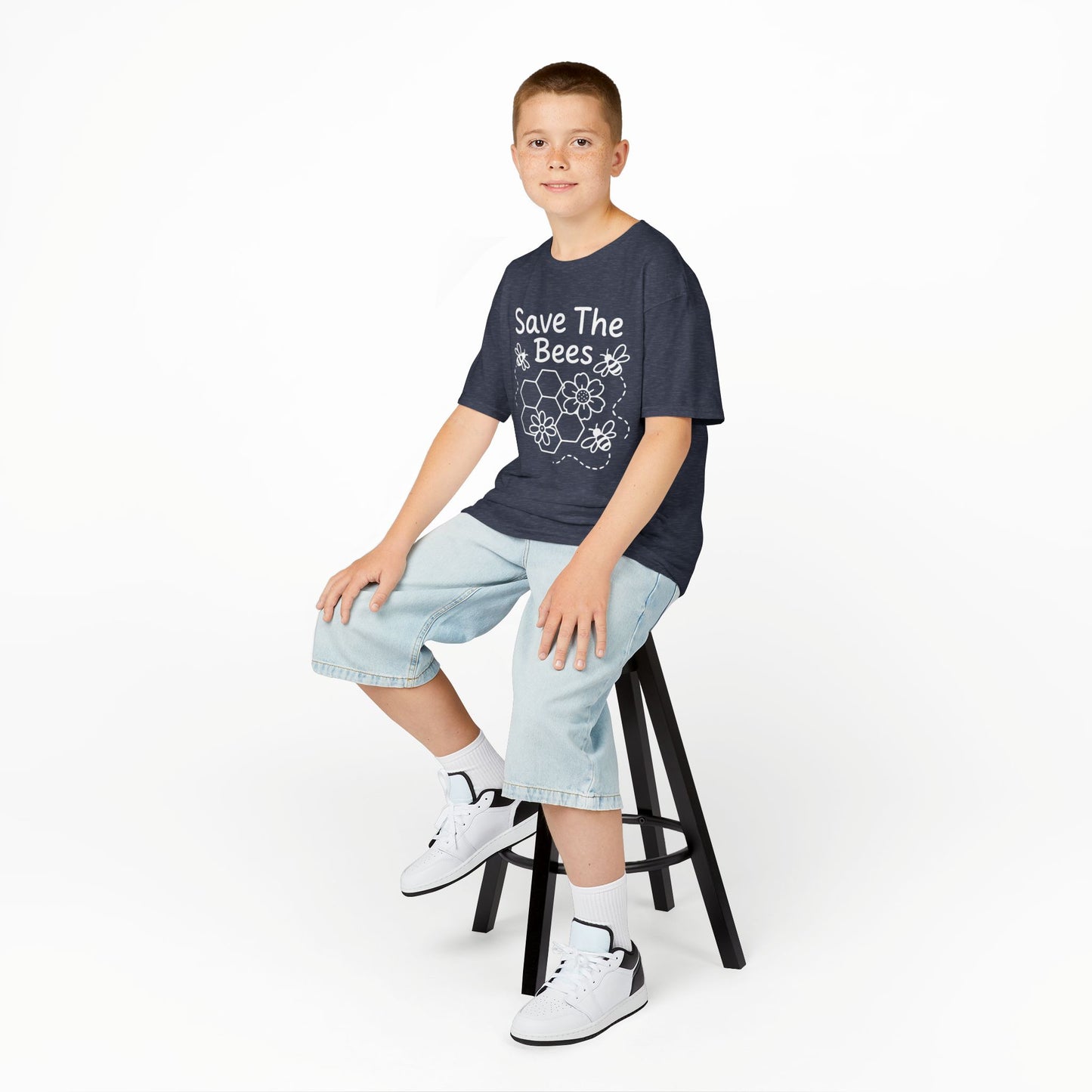 "Save The Bees" Kids Eco Awareness Tee – Unisex Organic Cotton Shirt, Nature Lover Gift, Children’s Environment Tee