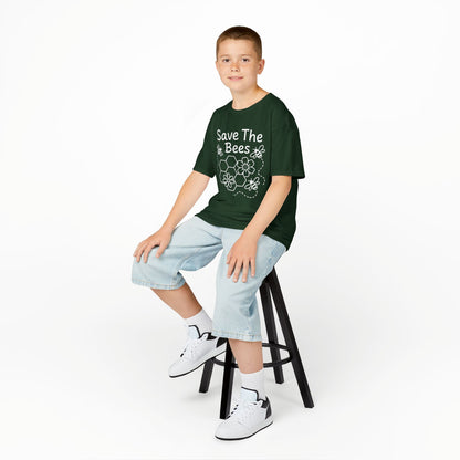 "Save The Bees" Kids Eco Awareness Tee – Unisex Organic Cotton Shirt, Nature Lover Gift, Children’s Environment Tee