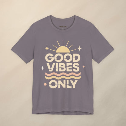 Good Vibes Only | Retro Sun Unisex Jersey Tee, Summer T-Shirt, Casual Wear, Beach Outfit, Positive Vibe Apparel, Gift Idea