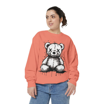 Grunge Sketch Teddy Bear Unisex Sweatshirt – Eerie Streetwear Vibes