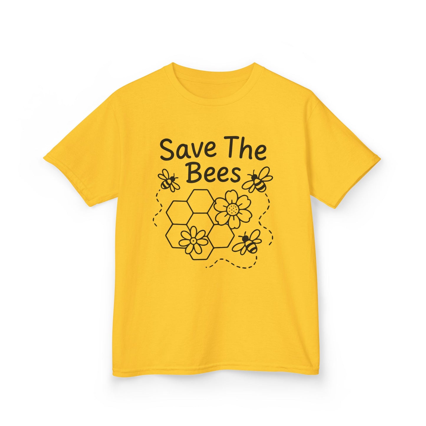 "Save The Bees" Kids Eco Awareness Tee – Unisex Organic Cotton Shirt, Nature Lover Gift, Children’s Environment Tee
