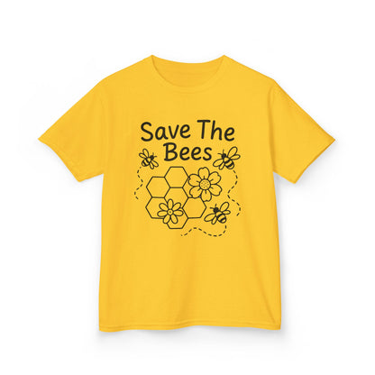 "Save The Bees" Kids Eco Awareness Tee – Unisex Organic Cotton Shirt, Nature Lover Gift, Children’s Environment Tee