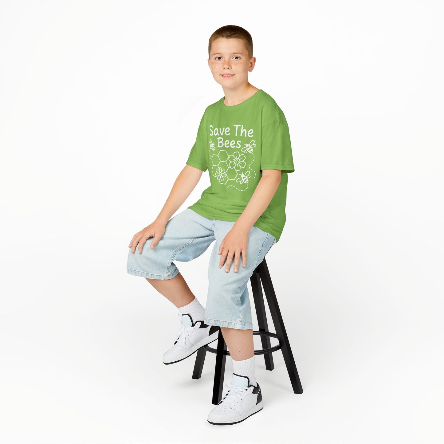 "Save The Bees" Kids Eco Awareness Tee – Unisex Organic Cotton Shirt, Nature Lover Gift, Children’s Environment Tee