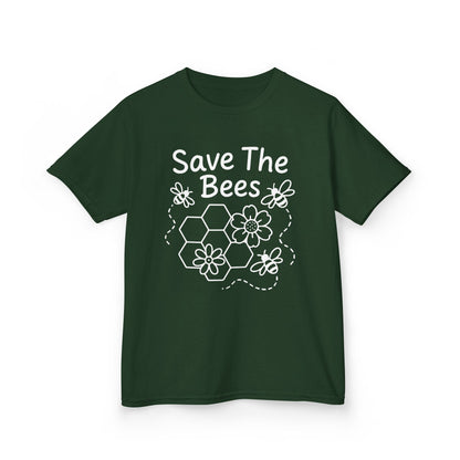 "Save The Bees" Kids Eco Awareness Tee – Unisex Organic Cotton Shirt, Nature Lover Gift, Children’s Environment Tee