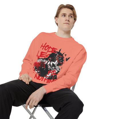Hopeles For Noting Unisex Garment-Dyed Sweatshirt, Cozy Pullover, Casual Layer, Gift for Him, Street Art Fashion