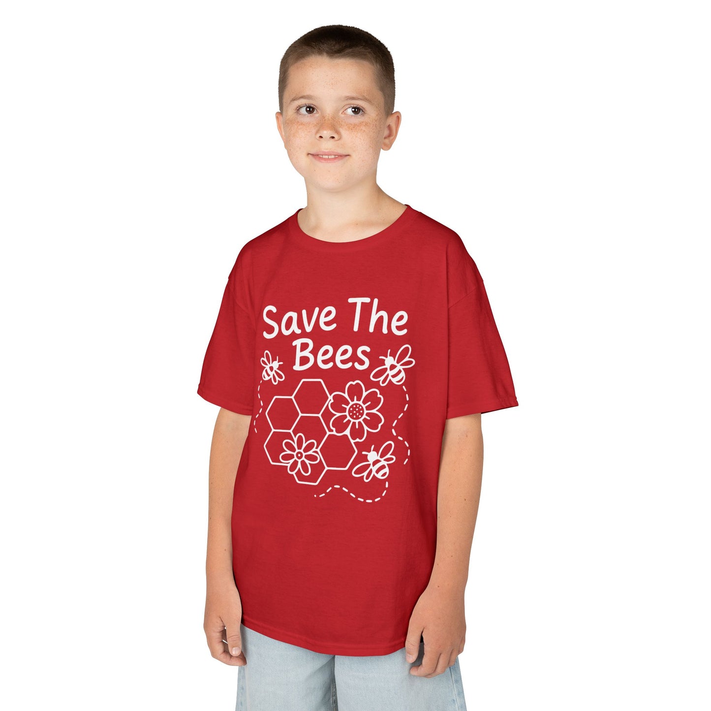 "Save The Bees" Kids Eco Awareness Tee – Unisex Organic Cotton Shirt, Nature Lover Gift, Children’s Environment Tee