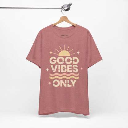 Good Vibes Only | Retro Sun Unisex Jersey Tee, Summer T-Shirt, Casual Wear, Beach Outfit, Positive Vibe Apparel, Gift Idea