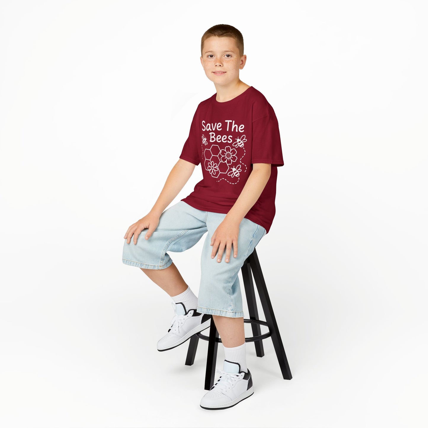 "Save The Bees" Kids Eco Awareness Tee – Unisex Organic Cotton Shirt, Nature Lover Gift, Children’s Environment Tee