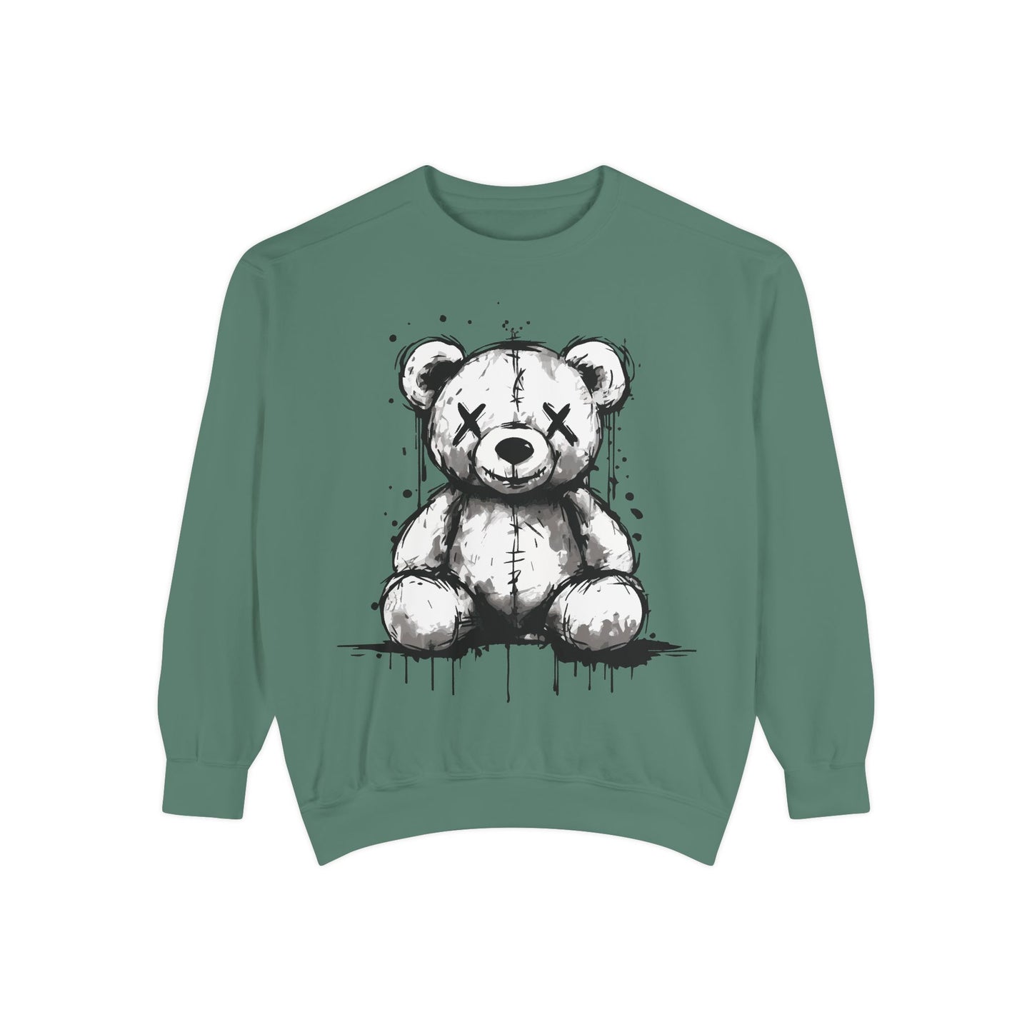 Grunge Sketch Teddy Bear Unisex Sweatshirt – Eerie Streetwear Vibes