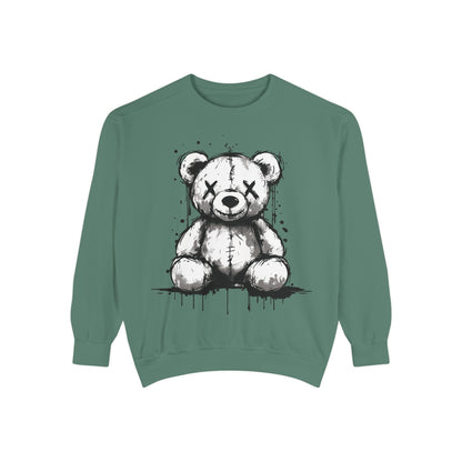Grunge Sketch Teddy Bear Unisex Sweatshirt – Eerie Streetwear Vibes