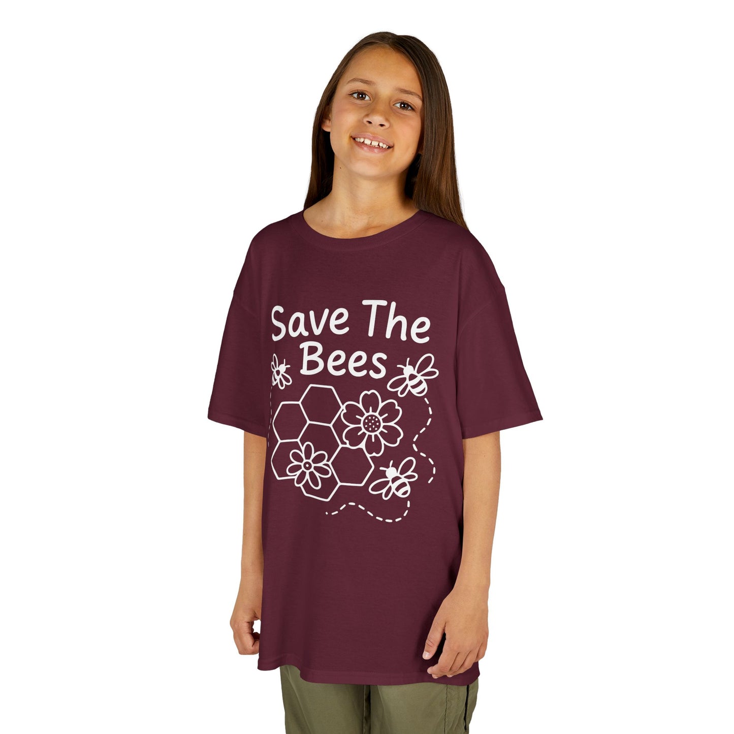 "Save The Bees" Kids Eco Awareness Tee – Unisex Organic Cotton Shirt, Nature Lover Gift, Children’s Environment Tee