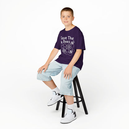 "Save The Bees" Kids Eco Awareness Tee – Unisex Organic Cotton Shirt, Nature Lover Gift, Children’s Environment Tee