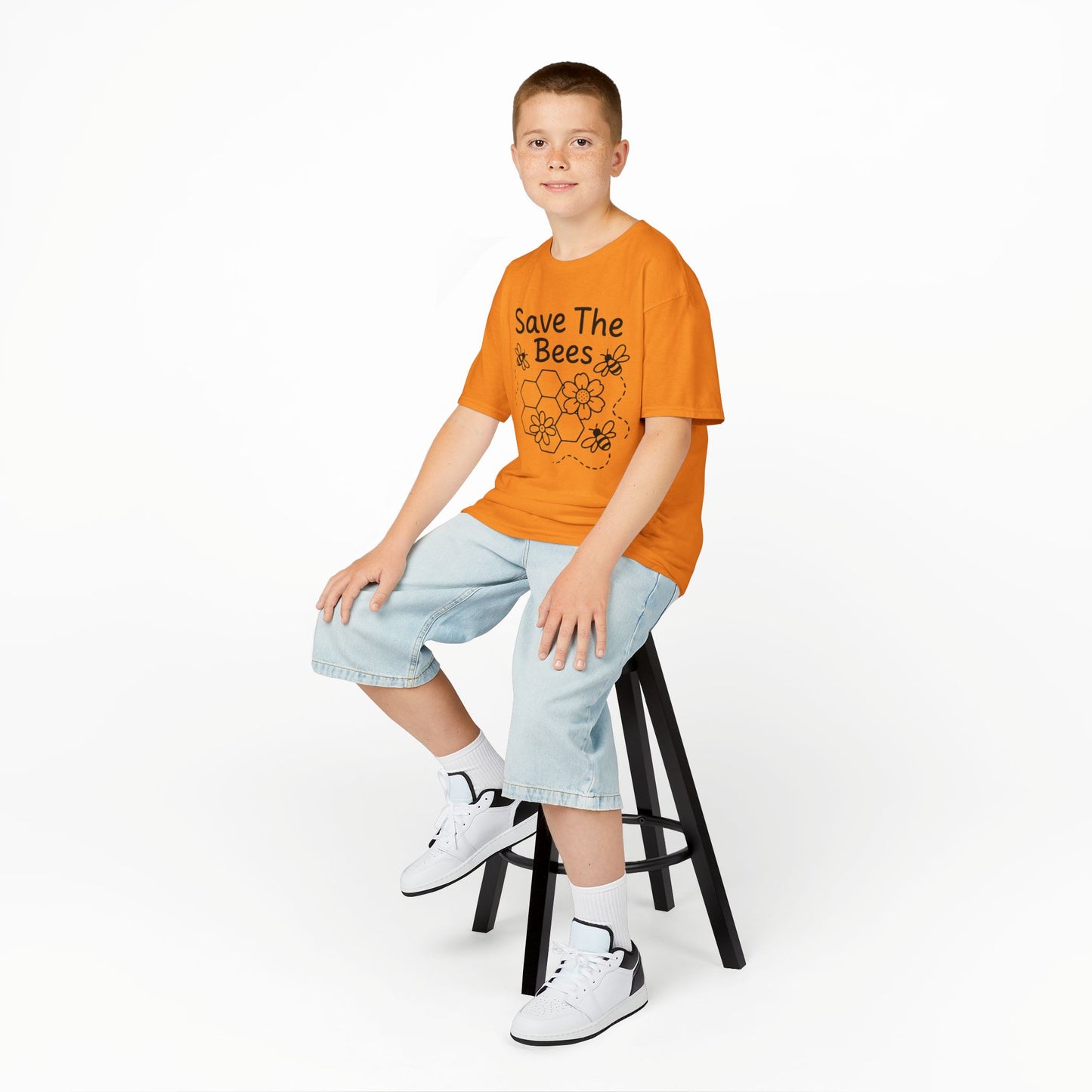 "Save The Bees" Kids Eco Awareness Tee – Unisex Organic Cotton Shirt, Nature Lover Gift, Children’s Environment Tee