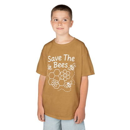 "Save The Bees" Kids Eco Awareness Tee – Unisex Organic Cotton Shirt, Nature Lover Gift, Children’s Environment Tee