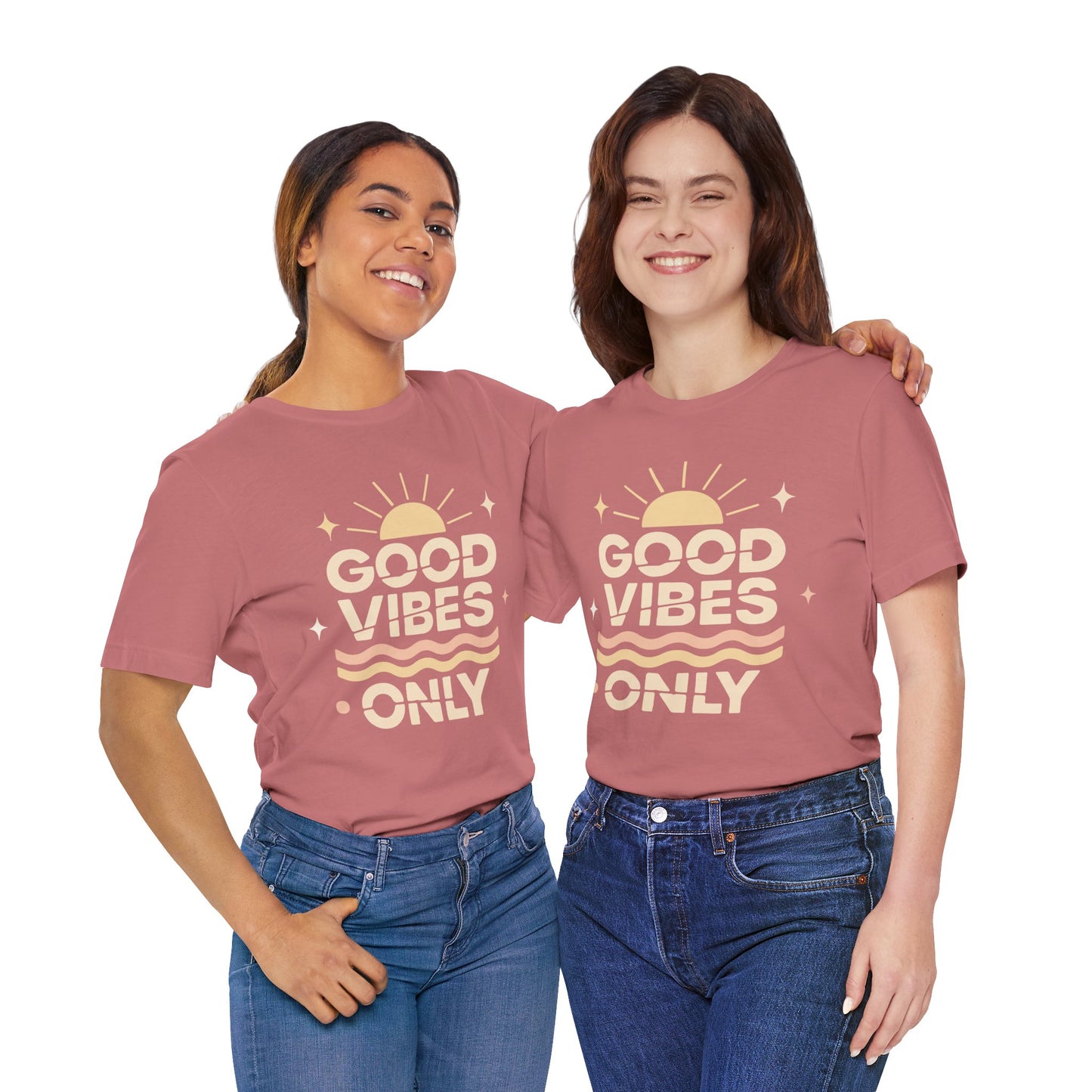 Good Vibes Only | Retro Sun Unisex Jersey Tee, Summer T-Shirt, Casual Wear, Beach Outfit, Positive Vibe Apparel, Gift Idea