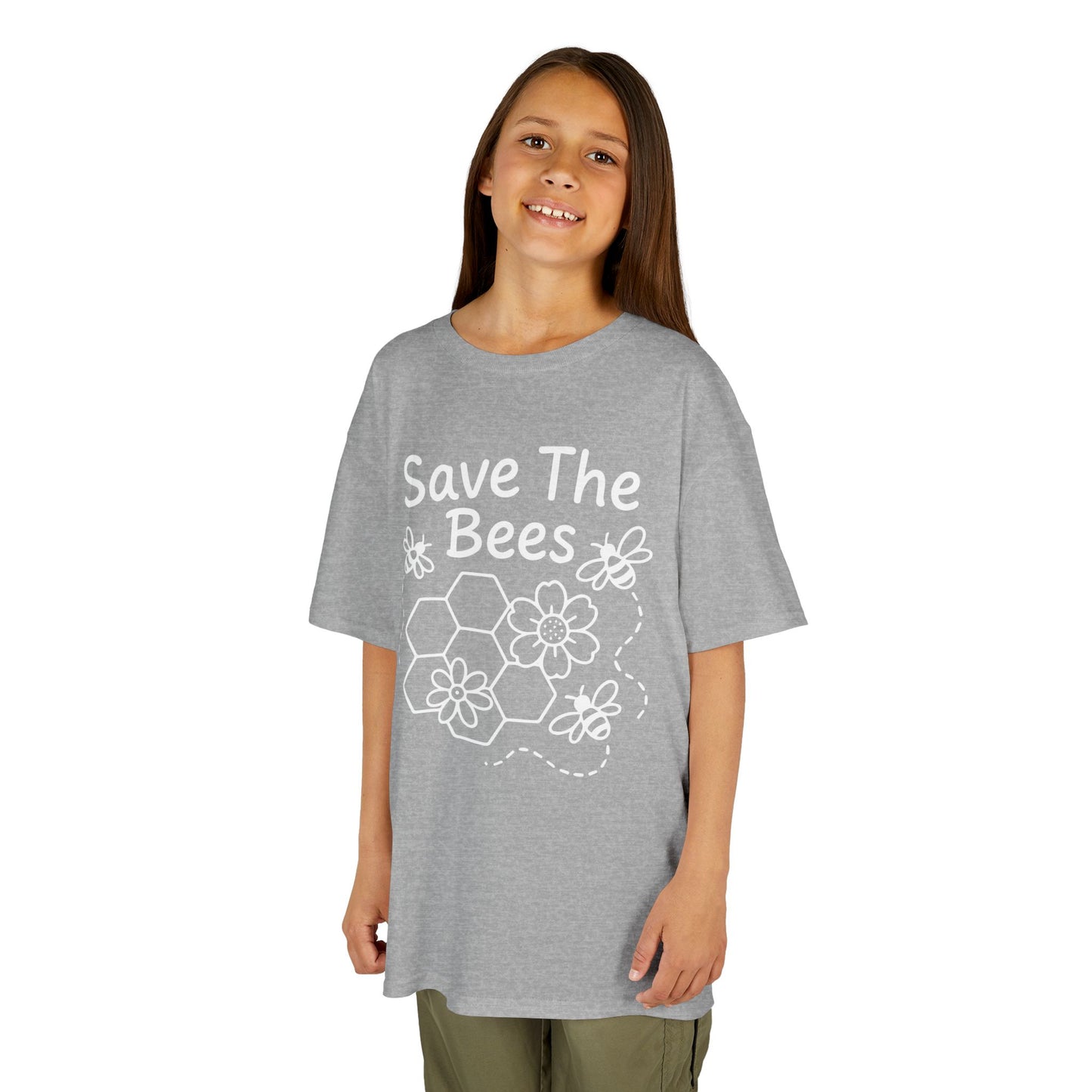 "Save The Bees" Kids Eco Awareness Tee – Unisex Organic Cotton Shirt, Nature Lover Gift, Children’s Environment Tee