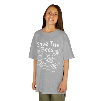 "Save The Bees" Kids Eco Awareness Tee – Unisex Organic Cotton Shirt, Nature Lover Gift, Children’s Environment Tee