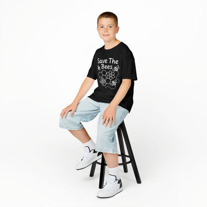 "Save The Bees" Kids Eco Awareness Tee – Unisex Organic Cotton Shirt, Nature Lover Gift, Children’s Environment Tee