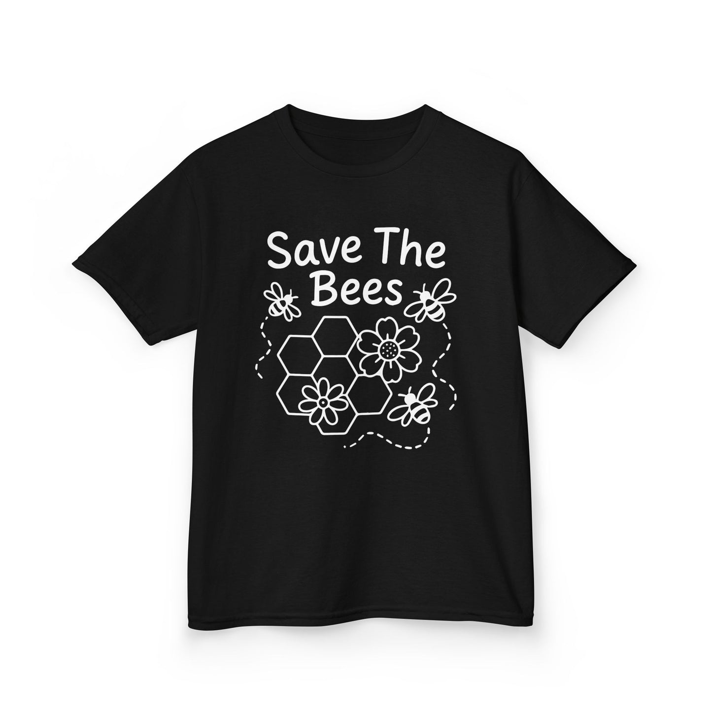 "Save The Bees" Kids Eco Awareness Tee – Unisex Organic Cotton Shirt, Nature Lover Gift, Children’s Environment Tee