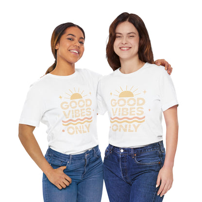 Good Vibes Only | Retro Sun Unisex Jersey Tee, Summer T-Shirt, Casual Wear, Beach Outfit, Positive Vibe Apparel, Gift Idea