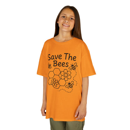 "Save The Bees" Kids Eco Awareness Tee – Unisex Organic Cotton Shirt, Nature Lover Gift, Children’s Environment Tee