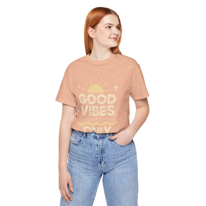 Good Vibes Only | Retro Sun Unisex Jersey Tee, Summer T-Shirt, Casual Wear, Beach Outfit, Positive Vibe Apparel, Gift Idea