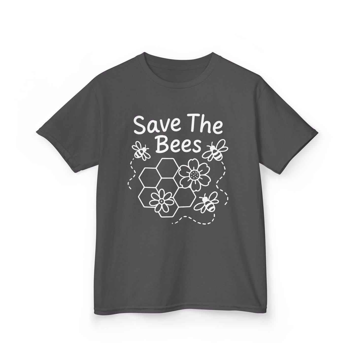 "Save The Bees" Kids Eco Awareness Tee – Unisex Organic Cotton Shirt, Nature Lover Gift, Children’s Environment Tee