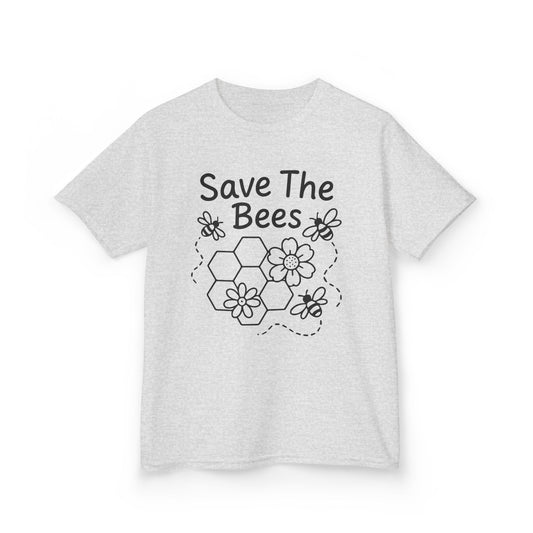 "Save The Bees" Kids Eco Awareness Tee – Unisex Organic Cotton Shirt, Nature Lover Gift, Children’s Environment Tee