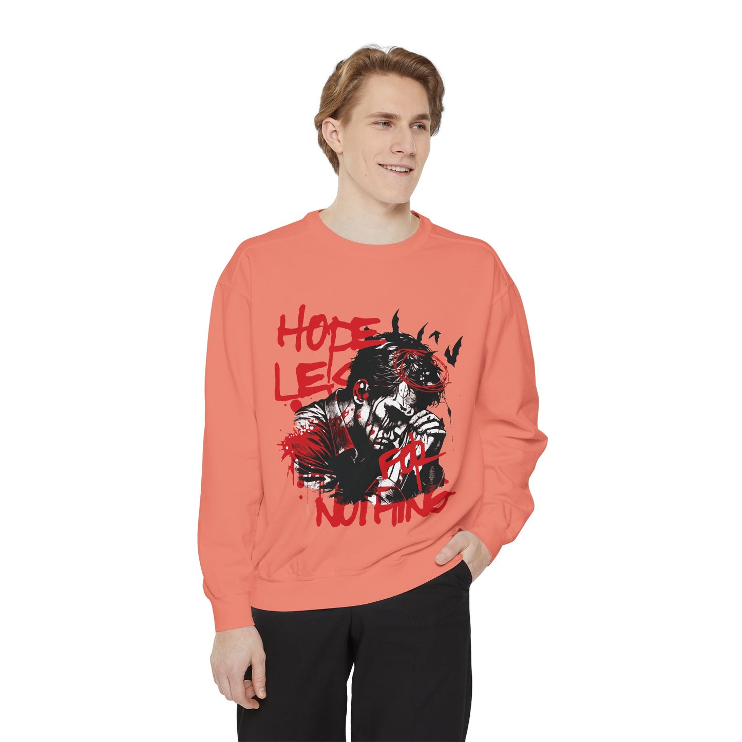 Hopeles For Noting Unisex Garment-Dyed Sweatshirt, Cozy Pullover, Casual Layer, Gift for Him, Street Art Fashion