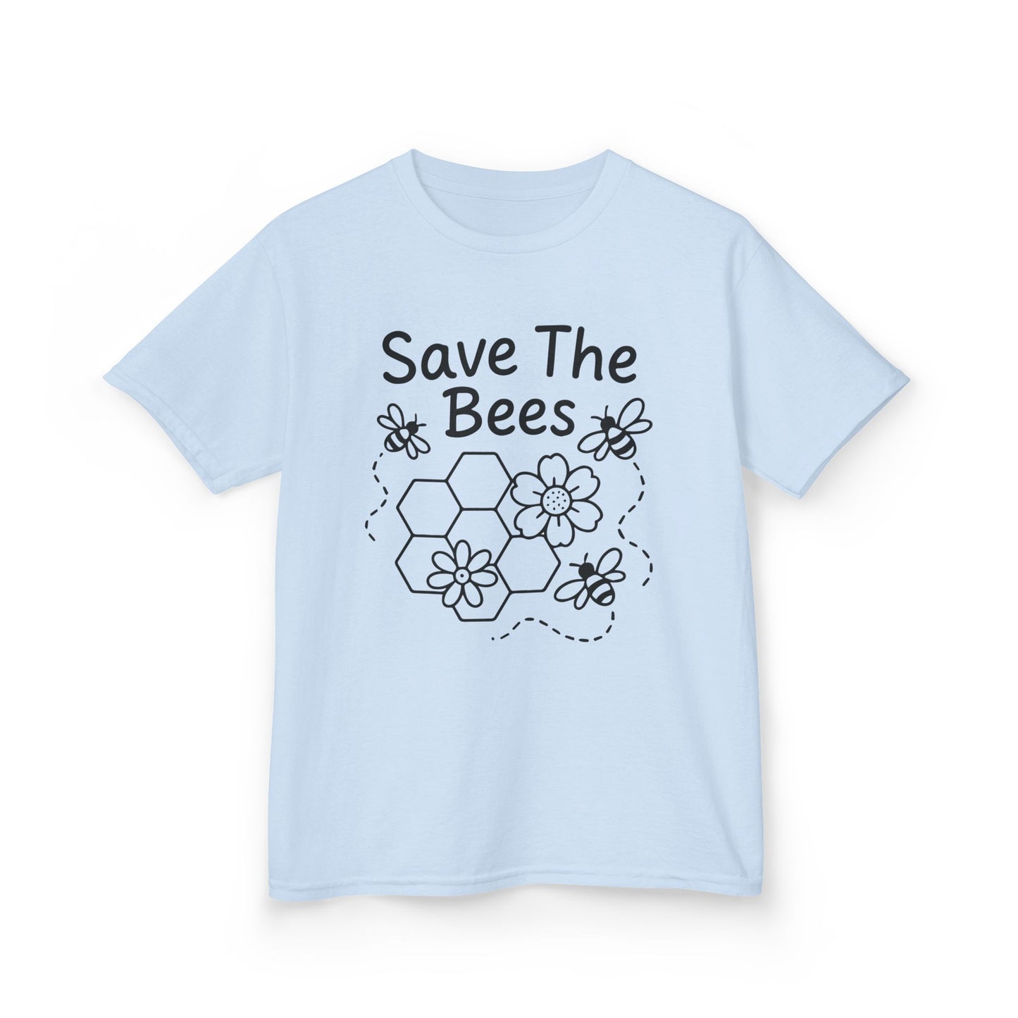 "Save The Bees" Kids Eco Awareness Tee – Unisex Organic Cotton Shirt, Nature Lover Gift, Children’s Environment Tee